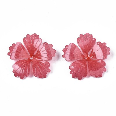 プラスチックビーズ  花  サクランボ色  23x23.5x4mm  穴：1.2mm&nbsp;KY-N015-66-1