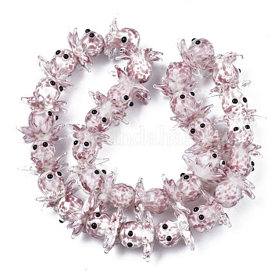 手作り凹凸柄ランプワークビーズ連売り  タコ  ロージーブラウン  15~20x22~24x22~24mm  穴：1.6mm  約30個/連  17.72インチ〜21.65インチ（45~55cm）&nbsp;LAMP-N021-37E-1