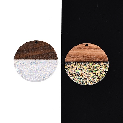 Epoxy Resin & Walnut Wood Pendants&nbsp;RESI-T057-10E-1