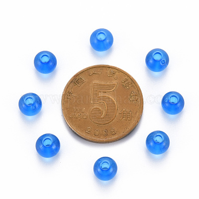 透明なアクリルビーズ  ラウンド  ディープスカイブルー  6x5mm  穴：1.8mm  約4400個/500g&nbsp;MACR-S370-A6mm-759-1