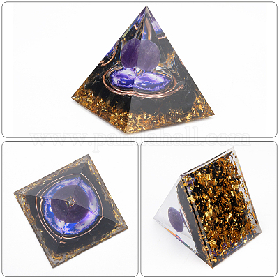 クリスタルエポキシディスプレイ装飾  実線の三角形  50x50x52mm&nbsp;DJEW-WH0034-26B-1