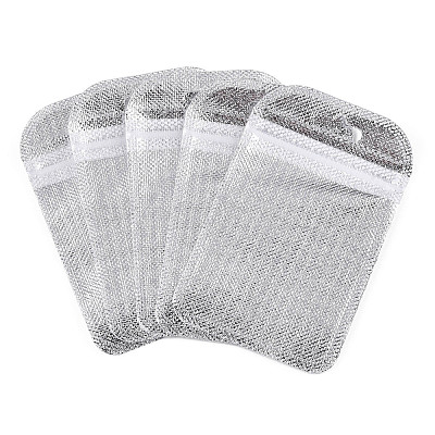 半透明のプラスチック製再封可能な包装袋  長方形  銀  11x7x0.03cm&nbsp;OPP-Q006-02S-1