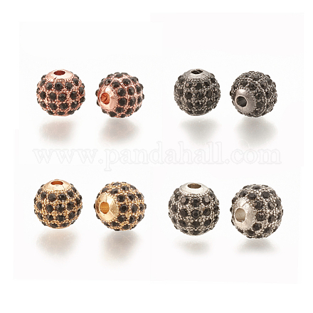 合金ビーズ  ラインストーン付き  ラウンド  ジェット  ミックスカラー  8x8mm  穴：1.5mm&nbsp;PALLOY-S066-02A-M-1