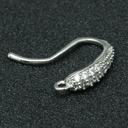 Brass Micro Pave Cubic Zirconia Earring Hooks&nbsp;X-ZIRC-K018-01P-1