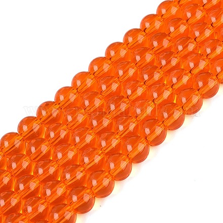 透明ガラスビーズ連売り ラウンド サンゴ 6~6.5mm 穴:1.4mm 約67~70個/連 14.76インチ〜15.16インチ(37.5~38.5cm) GLAA-T032-T6mm-25-1