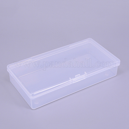 ポリプロピレン（pp）プラスチックボックス  ビーズ保存容器  ヒンジ付き蓋付き  長方形  ホワイト  12.5x6.5x2.5cm  インナーサイズ：11.9x5.9センチメートル&nbsp;CON-WH0074-14-1