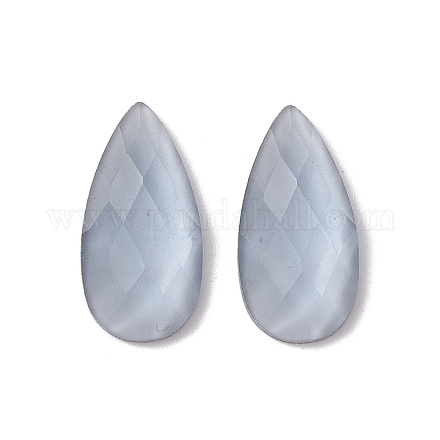 ガラスカボション  ティアドロップ  多面カット  ライトスチールブルー  18x9x4mm&nbsp;FIND-C047-05-1