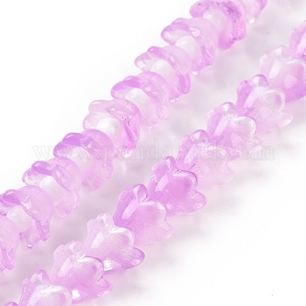 透明ガラスビーズ連売り  花  プラム  11~12x7.5~8mm  穴：1.4mm  約50個/連  11.42''（29センチメートル）&nbsp;LAMP-H061-01C-03-1
