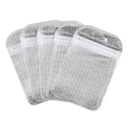 半透明のプラスチック製再封可能な包装袋  長方形  銀  11x7x0.03cm&nbsp;OPP-Q006-02S-1