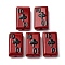 Baking Paint Glass Enamel Beads, Hand Painted Beads, Playing Card, Dark Red, 24.5~25x14.5~15x7.5~8.5mm, Hole: 1.6~1.8mm