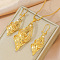 Brass Pendant Necklaces & Earrings Sets, Golden, Leaf, 60x18mm & 450mm