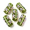 Handmade Lampwork Enamel Beads, Hand Painted Beads, Bumpy Column with Starfish, Dark Olive Green, 29.5~30.5x13.5~16mm, Hole: 3mm