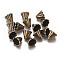 Tibetan Style Bead Cone, Alloy, Lead Free and Cadmium Free, Flower, Antique Bronze Color, Size: about 13mm long, 12mm wide, hole: 2mm, Inner Diameter: 9.5mm, 410pcs/1000g