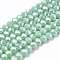 Electroplate Glass Beads Strands, Opaque Solid Color, AB Color Plated, Faceted, Rondelle, Dark Turquoise, 4x3mm, Hole: 0.8~1mm, about 105~110pcs/strand, 38~39cm