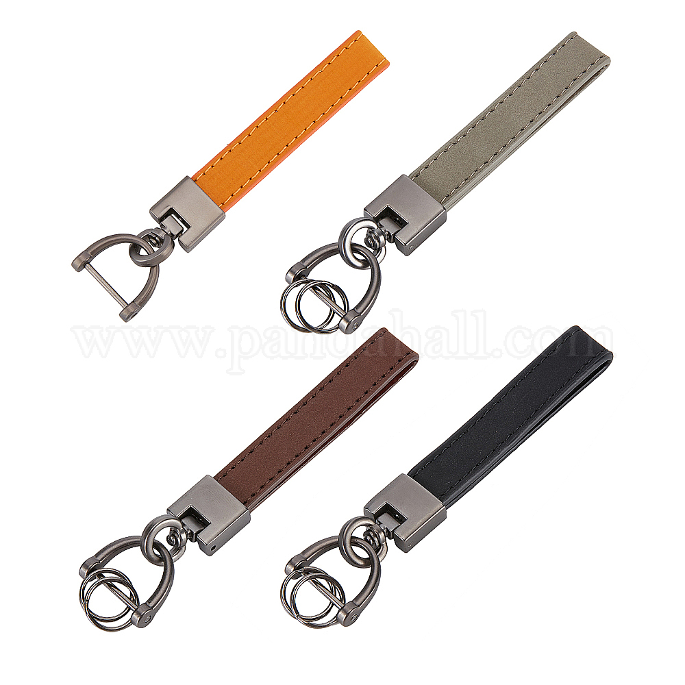Wholesale 4 Sets 4 Colors Microfiber Leather Keychain - Pandahall.com