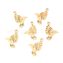 304 Stainless Steel Pendants, Laser Cut, Hummingbird, Golden, 15x9.5x1.1mm, Hole: 1.4mm