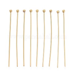 304 Stainless Steel Head Pins, Ion Plating(IP), Real 18K Gold Plated, 40mm, Head: 2mm, 100pcs/set