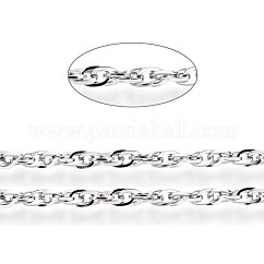 Tarnish Resistant 304 Stainless Steel Rope Chains, Soldered, with Card Paper, Stainless Steel Color, Links: 4x2x1mm, about 32.8 Feet(10m)/card