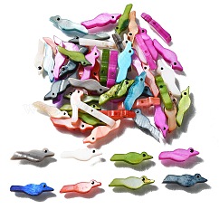 天然淡水シェルビーズ  染め  鳥  ミックスカラー  18~19x6~7x3mm  穴：1mm