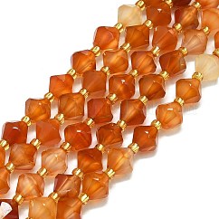 Natural Carnelian Beads Strands, Faceted, Bicone, 8~8.5x8~8.5mm, Hole: 1mm, about 37pcs/strand, 15.35''(39cm)
