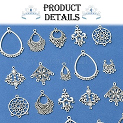 36Pcs 9 Styles Tibetan Style Alloy Chandelier Components Links&nbsp;TIBE-FS0003-24