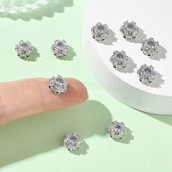 シェグレース ブラス パヴェ キュービックジルコニア マルチ連リンク  花  カドミウムフリーと鉛フリー＆ニッケルフリー  プラチナ  透明  8x5mm  穴：1.4mm&nbsp;XGRQ4H372-683P-A
