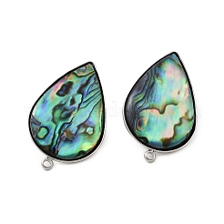 304 Stainless Steel Pave Natural Paua Shell Stud Earring Findings&nbsp;STAS-Z125-06P