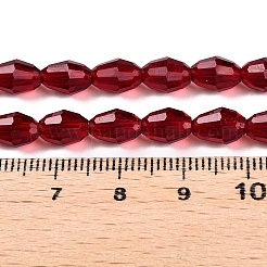 透明ガラスビーズ連売り  多面カット  オーバル  暗赤色  8x5.5mm  穴：1mm  約68~70個/連  20.07~20.86インチ（51~53cm）&nbsp;EGLA-A037-T6x8mm-D10