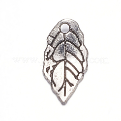 チベット風チャーム  葉  アンティークシルバー  カドミウムフリー＆ニッケルフリー＆鉛フリー  16x8x2mm  穴：1mm&nbsp;LS-TIBEB-A101863-AS-FF