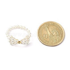 Shell Pearl Beaded Bowknot Finger Rings&nbsp;RJEW-TA00075