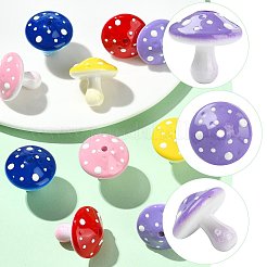 10 個 5 色不透明アクリルビーズ  キノコ  ミックスカラー  22x22~23mm  穴：2.5mm  2個/カラー&nbsp;MACR-FS0002-44
