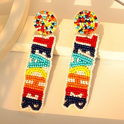 Seed Beads Boho Stud Earrings&nbsp;PW-WGF5677-01