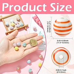 18 個 6 色の手作り磁器ビーズ  ラウンド  ファミーユは磁器バラ  ミックスカラー  12~12.5x11.5~12.5mm  穴：2~2.5mm  3個/カラー&nbsp;PORC-CJ0001-52