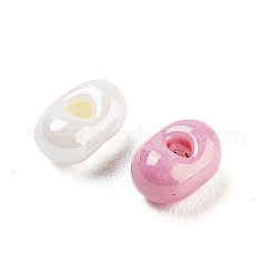 ガラスビーズ  オーバル  DIYブレスレットアクセサリー  パールピンク  4x3x2mm  穴：0.8mm&nbsp;GLAA-U003-01B