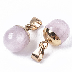 Top Golden Plated Natural Rose Quartz Pendants&nbsp;X-G-T131-03N