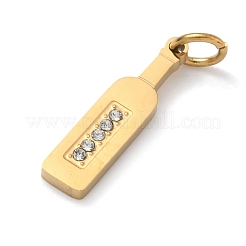 304ステンレススチールマイクロパヴェクリアキュービックジルコニアペンダント  ゴールドカラー  ボトルチャーム  22x5.5x2.5mm  丸カン：6x1ミリ  内径：3.5mm&nbsp;STAS-Z189-10G-01