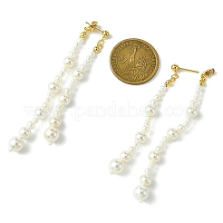 Round Shell Pearl Beaded Tassel Stud Earrings for Women&nbsp;EJEW-TA00563