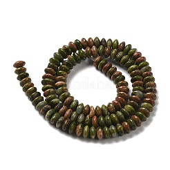 天然石ユナカイトビーズ連売り  ソーサービーズ  ロンデル  6.5x3mm  穴：1mm  約118~119個/連  15.35''（39センチメートル）&nbsp;G-Z030-A09-01