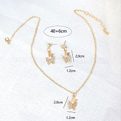 Butterfly Alloy Rhinestone Pendant Necklaces & Stud Earrings Sets for Women&nbsp;FS-WGF94CB-01