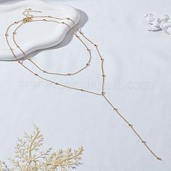 3.5MM Brass Satellite Chain Double Layer Y Necklaces&nbsp;NJEW-LP0009-56