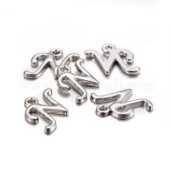 プラチナメッキ合金文字ペンダント  ラックめっき  カドミウムフリー＆鉛フリー  文字.n  13x11x2mm  穴：1.5mm&nbsp;PALLOY-J718-01P-N