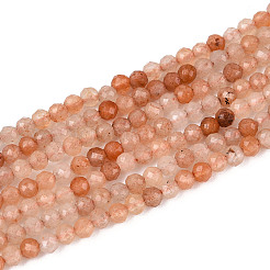 天然石レッドアベンチュリンビーズ連売り  ラウンド  多面カット  2~2.5mm  穴：0.5mm  約165~189個/連  14.96~15.75'''（38~40センチメートル）&nbsp;G-T143-08