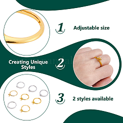 8Pcs 2 Colors Adjustable Brass Ring Components&nbsp;KK-WR0001-85