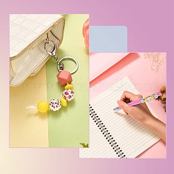 フルーツプリントの木製ヨーロピアンビーズ 50個 2スタイル  大穴ビーズ  レモン/イチゴ/チェリー柄の丸型  混合図形  16mm  穴：4mm  25個/スタイル&nbsp;WOOD-SZ0001-30