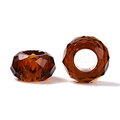ガラスヨーロピアンビーズ  大穴ビーズ  芯金がない  ロンデル  サドルブラウン  14x8mm  穴：5mm&nbsp;GDA007-02