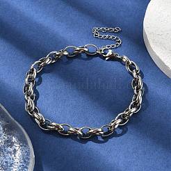 304ステンレススチール製オーバルリンクチェーンブレスレット（男性用・女性用）  ステンレス鋼色  7-1/4インチ（18.5cm）&nbsp;BJEW-D042-35P