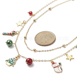 Brass Satellite Chains Double Layer Necklace&nbsp;NJEW-TA00072