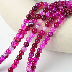 Natural Striped Agate/Banded Agate Bead Strands&nbsp;X-G-K166-13-6mm-03