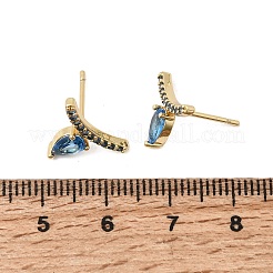 Brass Micro Pave Cubic Zirconia Stud Earrings&nbsp;EJEW-G471-14G-02