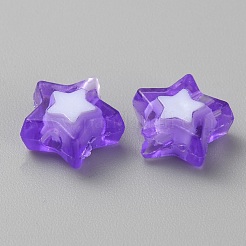 透明なアクリルビーズ  二層ビーズ  スター  モーブ  9x9.5x4mm  穴：2mm  約30個/袋&nbsp;TACR-CJC0002-03B